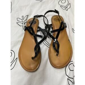 Fergalicious by Fergie Black Shiny Thong Sandals